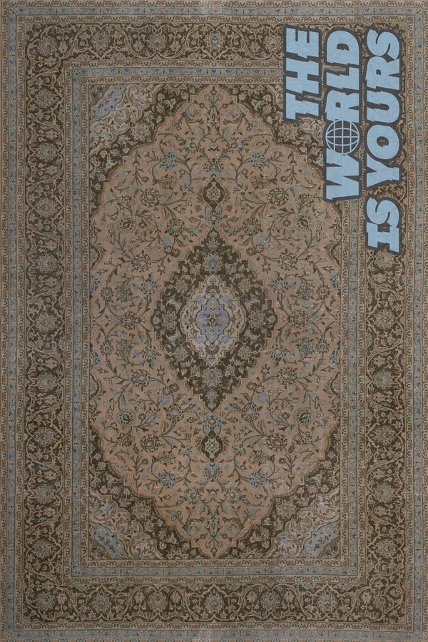 Anadolu Vizon Kahve Madalyon Desenli Polyester Salon Halısı
