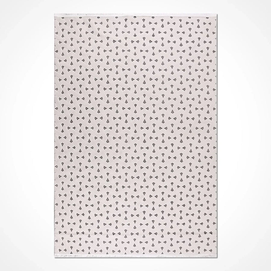 Krem Dokulu Geometrik Triko Halı - Pati Dostu - Toz Vermez
