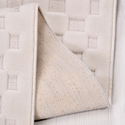 Krem Modern Polyester Makine Halısı