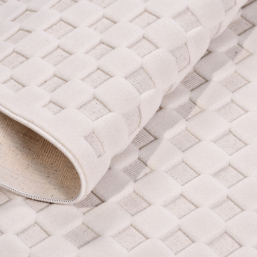 Krem Modern Polyester Makine Halısı