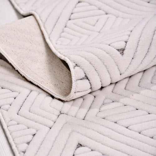 Krem Modern Polyester Makine Halısı