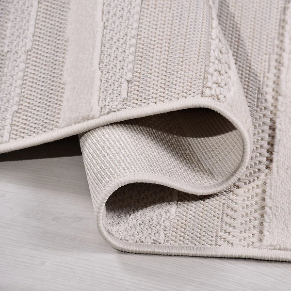 Krem Dokulu Minimalist Triko Halı - Pati Dostu - Toz Vermez