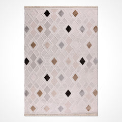 Bej Modern Polyester Makine Halısı