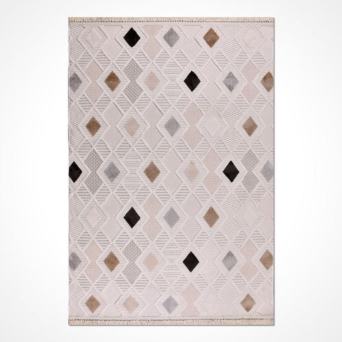 Bej Modern Polyester Makine Halısı