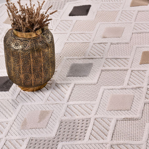 Bej Modern Polyester Makine Halısı