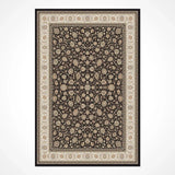 Black Beige Classic Bedroom Rug - Acrylic