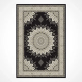 Black Cream Classic Medallion Living Room Rug - Acrylic