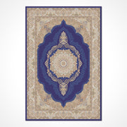 August Mavi Klasik Viskon Akrilik Makine Halısı