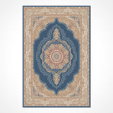 Blue Beige Classic Medallion Living Room Rug - Acrylic