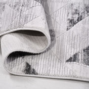 Gri Geometrik Akrilik Makine Halısı