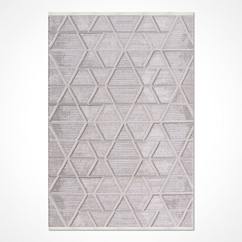 Bej Geometrik Akrilik Makine Halısı