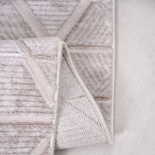 Bej Geometrik Akrilik Makine Halısı