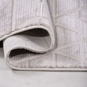 Bej Geometrik Akrilik Makine Halısı