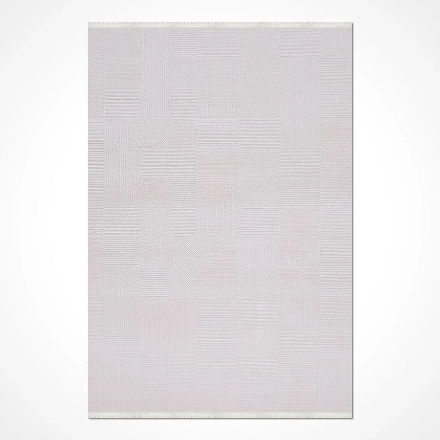 Krem Düz Minimalist Triko Halı - Pati Dostu - Toz Vermez