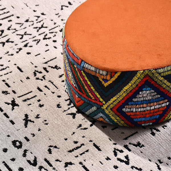 Gri Dokulu Geometrik Triko Halı - Pati Dostu - Toz Vermez