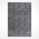 Modern Antrasit Gri Geometrik Desenli Pamuk Halı