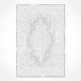 Gray White Distressed Living Room Rug Medallion - Polyester