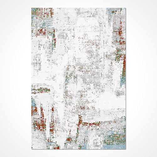 Orchid Beyaz Soyut Viskon Makine Halısı