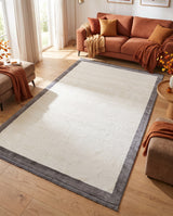 Outlet Machine-Made Rug Cream - Grey Bordered Modern 160x230 cm
