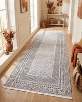 Outlet Digitally Printed Rug White - Grey 100x300 cm