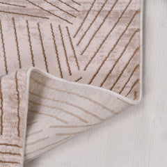 Bej Modern Akrilik Makine Halısı