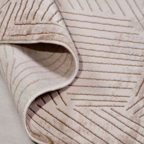 Bej Modern Akrilik Makine Halısı