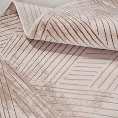 Bej Modern Akrilik Makine Halısı