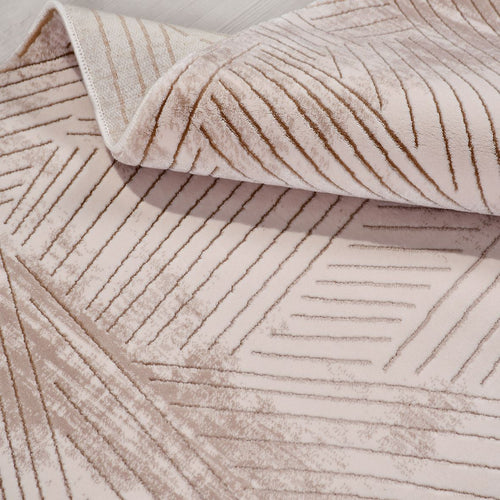 Bej Modern Akrilik Makine Halısı