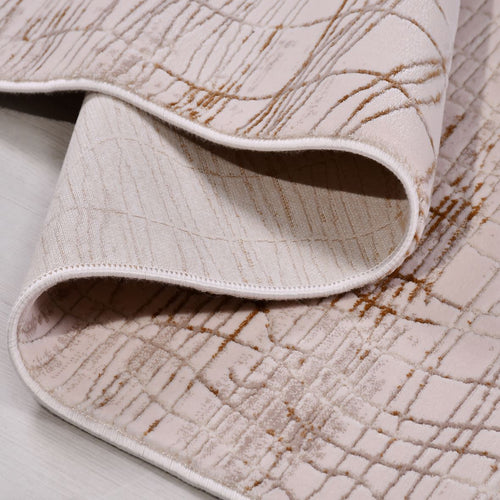 Bej Modern Akrilik Makine Halısı