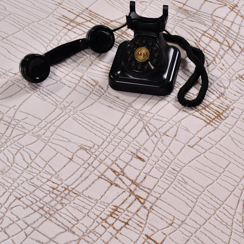 Bej Modern Akrilik Makine Halısı