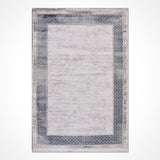 Distressed Grey Blue Geometric Pattern Living Room Rug