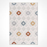 Creme-grauer moderner Polyester-Teppich mit geometrischem Muster