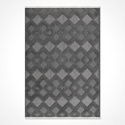 Anthrazitgrauer geometrischer moderner Wohnzimmerteppich - Polyester