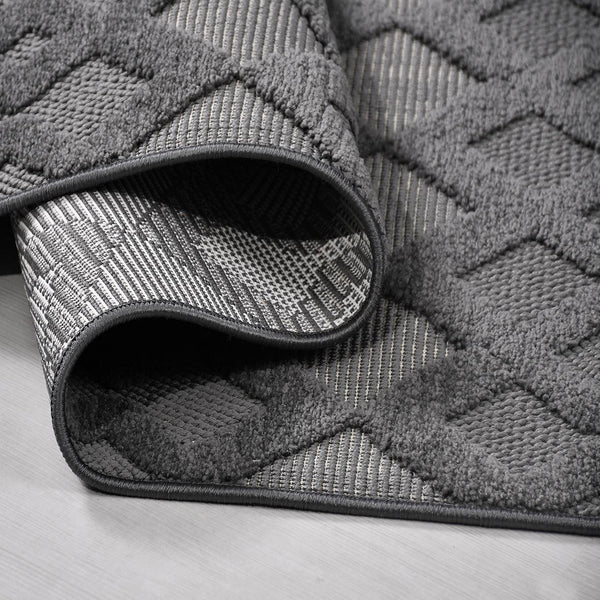 Antrasit Baklava Desenli Dokulu Triko Halı - Pati Dostu - Toz Vermez
