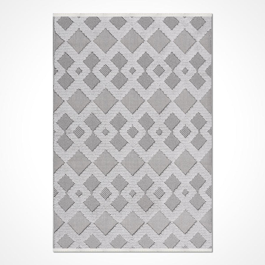 Gri Baklava Dokulu Triko Halı - Pati Dostu - Toz Vermez