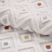 Krem Geometrik Polyester Makine Halısı