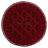 Tamri Red Ethnic Pattern Round Machine-Made Rug