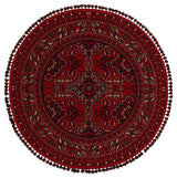 Tamri Red Ethnic Patterned Round Machine-Made Rug