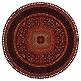 Tamri Burgundy Navy Medallion Round Machine-Made Rug