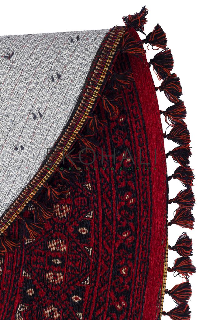 Tamri Kırmızı Siyah Madalyon Desenli Klasik Yuvarlak Halı – genel görünüm