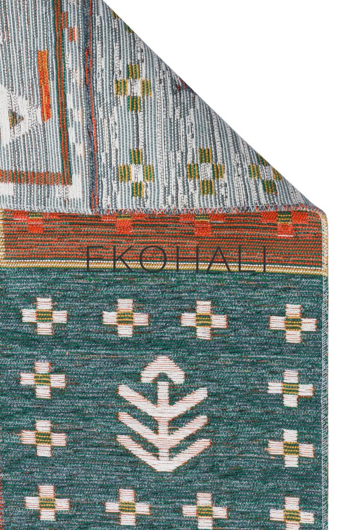 Lerva Çok Renkli Etnik Geometrik Yıkanabilir Kilim – doku yakın çekim