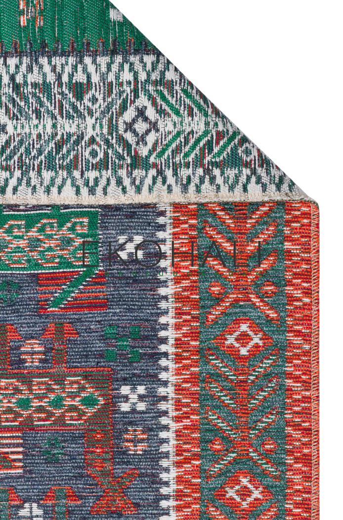 Lerva Çok Renkli Hayvan Figürlü Etnik Pamuk Kilim – doku yakın çekim
