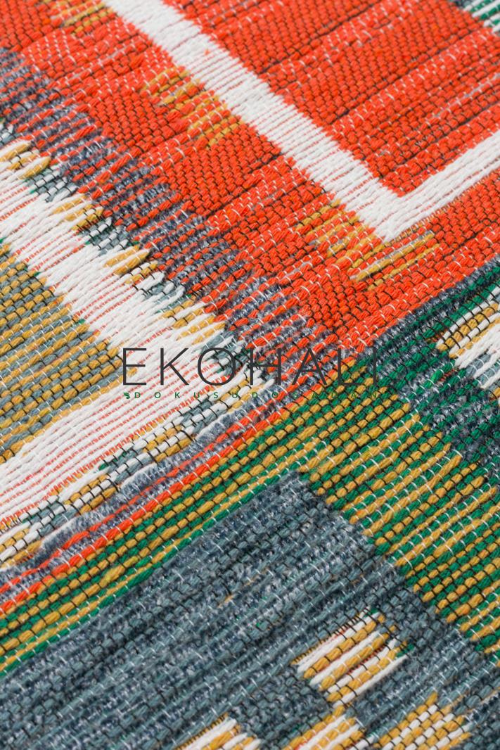 Lerva Çok Renkli Etnik Geometrik Yıkanabilir Kilim – detay görünümü