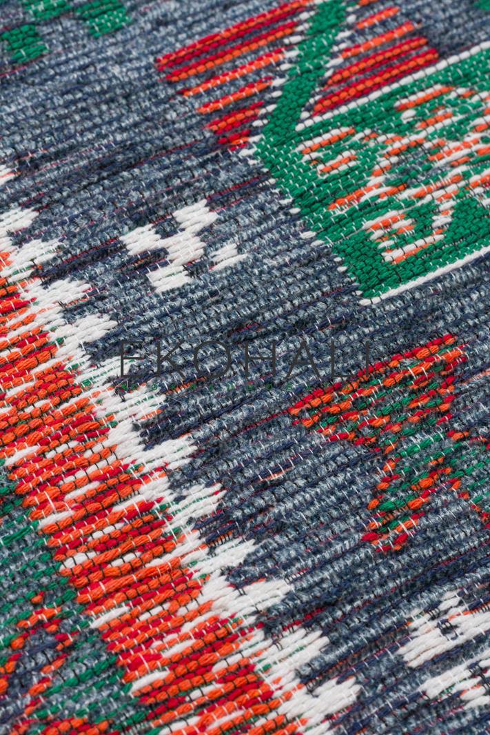 Lerva Çok Renkli Hayvan Figürlü Etnik Pamuk Kilim – detay görünümü