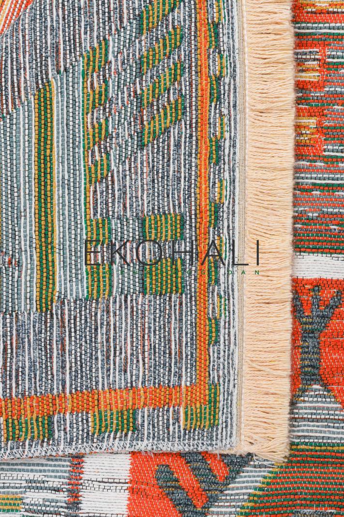Lerva Çok Renkli Etnik Geometrik Yıkanabilir Kilim – mekânda kullanım