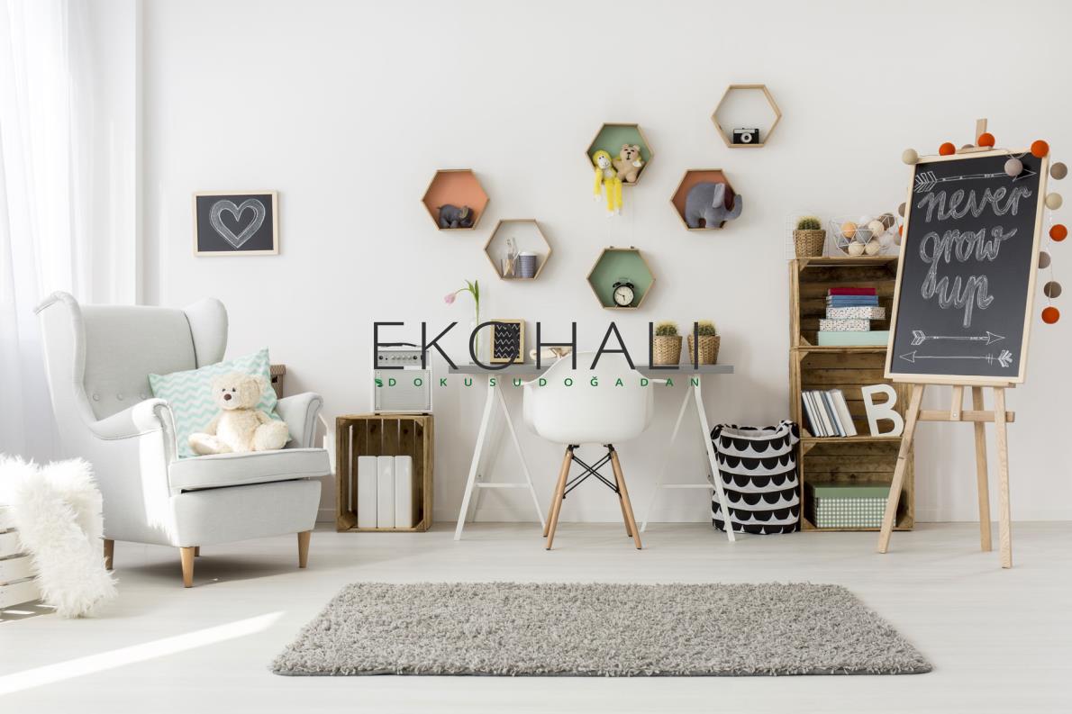 Noselo Gri Mikro Polyester Düz Renk Modern Kilim – doku yakın çekim