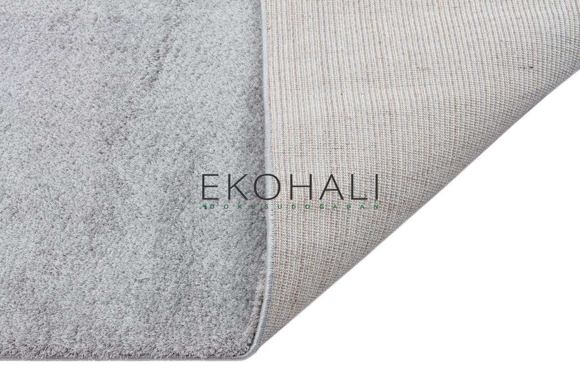 Noselo Gri Mikro Polyester Düz Renk Modern Kilim – kenar detayı