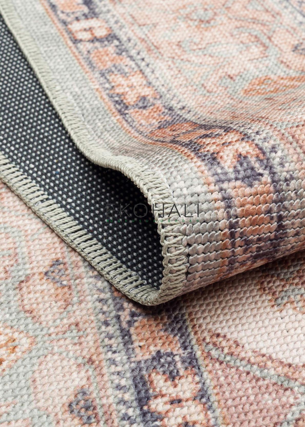 Pimbo Mavi Bej Madalyon Desenli Klasik Halı – mekânda kullanım