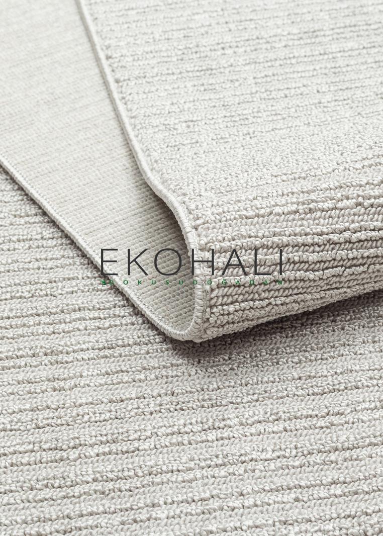 Cizva Gri Beyaz Modern Düz Polyester Makine Halısı – mekânda kullanım