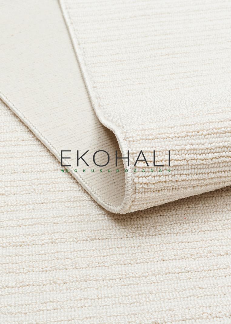 Cizva Ekru Yeşil Düz Desenli Modern Polyester Halı – mekânda kullanım